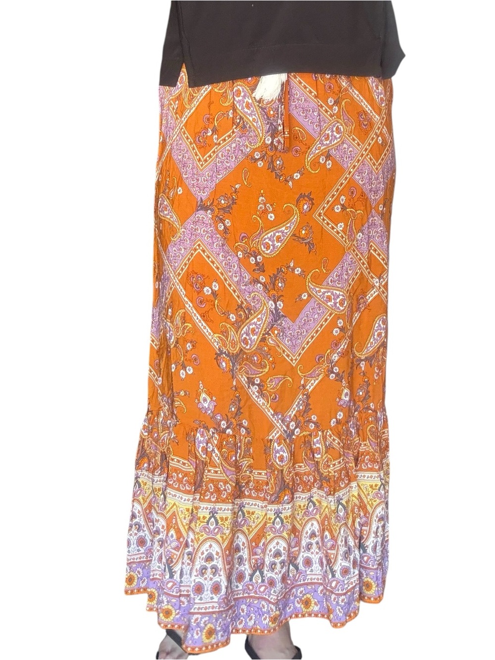 NEW SHEIN Orange and Patterned Women's Skirt